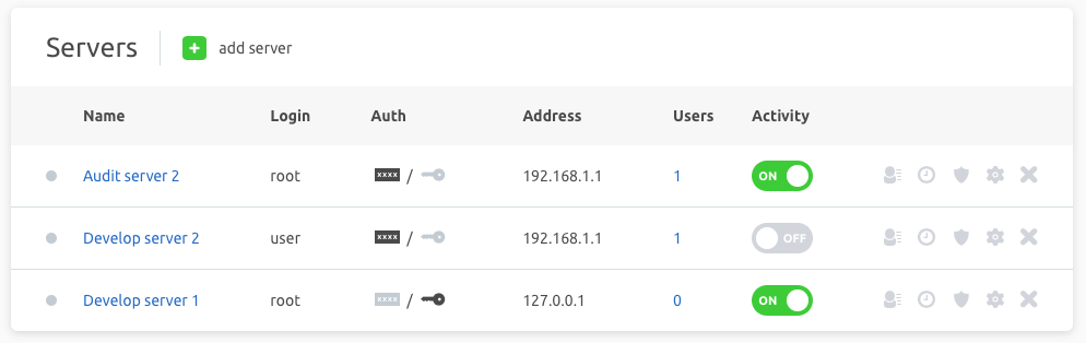 Server list in company.