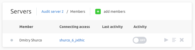 Add user to the server.